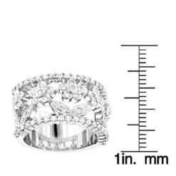 Unique 14K White Gold Round Diamond Flower Ring For Women By Luxurman 0.82ct -Outlet Radiant Bijou Store unique 14k gold round diamond flower ring for women by luxurman 082ct rulerwh