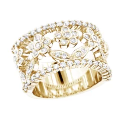 Unique 14K White Gold Round Diamond Flower Ring For Women By Luxurman 0.82ct -Outlet Radiant Bijou Store unique 14k gold round diamond flower ring for women by luxurman 082ct ye