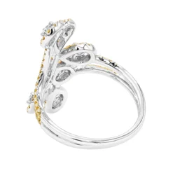 Unique 14K White Gold White Yellow Diamond Floral Ring For Women By Luxurman 1ct -Outlet Radiant Bijou Store unique 14k gold white yellow diamond floral ring for women by luxurman 1ct backwh