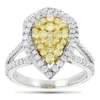 Unique 14K White Gold White Yellow Diamond Pear Shape Cluster Ring For Women 1.5c -Outlet Radiant Bijou Store unique 14k gold white yellow diamond pear shape cluster ring for women 15c mainwh
