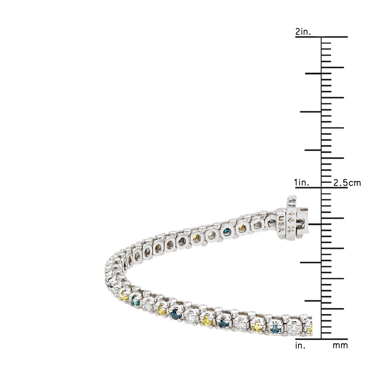 Unique 14K White Gold Yellow White Blue Diamond Tennis Bracelet For Women 1.5ct 8 Unique 14K White Gold Yellow White Blue Diamond Tennis Bracelet For Women 1.5ct - Image 6
