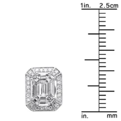 Unique 18K White Gold Emerald Cut Diamond Stud Earrings Halo Design 2.5ct -Outlet Radiant Bijou Store unique 18k gold emerald cut diamond stud earrings halo design 25ct 803202 ruler white