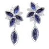 Unique 18K White Gold Ladies Designer Diamond Flower Earrings Blue Sapphires -Outlet Radiant Bijou Store unique 18k gold ladies designer diamond flower earrings blue sapphires 1