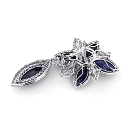 Unique 18K White Gold Ladies Designer Diamond Flower Earrings Blue Sapphires -Outlet Radiant Bijou Store unique 18k gold ladies designer diamond flower earrings blue sapphires 2