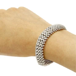 Unique 18K White Gold Ladies Diamond Bracelet 14.6ct G/VS By Luxurman -Outlet Radiant Bijou Store unique 18k gold ladies diamond bracelet 146ct gvs by luxurman bodwh