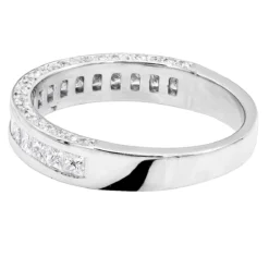 Unique Women's Wedding Ring 2 Carat Round & Princes Diamond Band 14K White Gold 4mm -Outlet Radiant Bijou Store unique 2 carat round princess diamond band 14k gold womens wedding ring 4mm back white