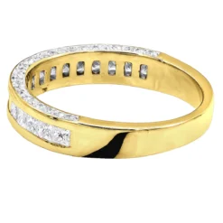 Unique Women's Wedding Ring 2 Carat Round & Princes Diamond Band 14K White Gold 4mm -Outlet Radiant Bijou Store unique 2 carat round princess diamond band 14k gold womens wedding ring 4mm back yellow