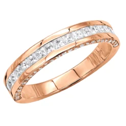 Unique Women's Wedding Ring 2 Carat Round & Princes Diamond Band 14K White Gold 4mm -Outlet Radiant Bijou Store unique 2 carat round princess diamond band 14k gold womens wedding ring 4mm rose