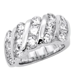 Unique 3 Carat Women's Diamond Wedding Band 18K White Gold Anniversary Ring