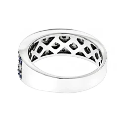 Unique 3 Row Sapphire Diamond Wedding Band 1.4ct 10K White Gold Luxurman Ring -Outlet Radiant Bijou Store unique 3 row sapphire diamond wedding band 135ct 10k gold luxurman ring backwh