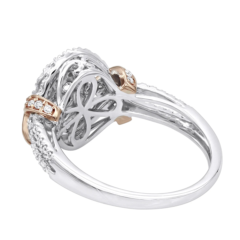 Unique Affordable Halo Cluster Diamond Engagement Ring 0.9ct Two Tone 14K White Gold 6 Unique Affordable Halo Cluster Diamond Engagement Ring 0.9ct Two Tone 14K White Gold - Image 4