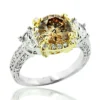 Unique Champagne Fancy Color Diamond Engagement Ring 2.5ct Halo 18K White Gold -Outlet Radiant Bijou Store unique champagne fancy color diamond engagement ring 25ct 18k gold 1