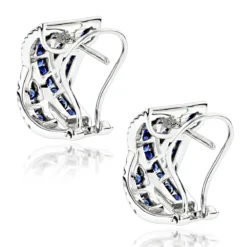 Unique Designer Diamonds And Blue Sapphires Earrings For Her 14K White Gold -Outlet Radiant Bijou Store unique designer diamonds and blue sapphires earrings for her 14k gold backwh