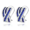 Unique Designer Diamonds And Blue Sapphires Earrings For Her 14K White Gold -Outlet Radiant Bijou Store unique designer diamonds and blue sapphires earrings for her 14k gold mainwh