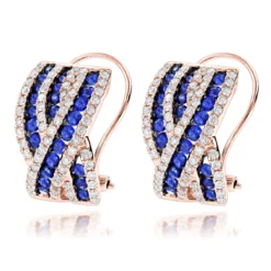 Unique Designer Diamonds And Blue Sapphires Earrings For Her 14K White Gold -Outlet Radiant Bijou Store unique designer diamonds and blue sapphires earrings for her 14k gold ro