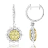 Unique Designer Ladies White Yellow Diamonds Flower Drop Earrings 14K White Gold -Outlet Radiant Bijou Store unique designer ladies white yellow diamonds flower drop earrings 14k gold mainwh