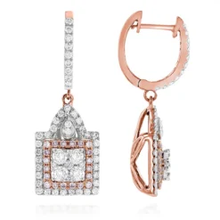 Unique Designer White And Pink Diamond Earrings For Women 14K Gold 1.75ct -Outlet Radiant Bijou Store unique designer white and pink diamond earrings for women 14k gold 175ct ro