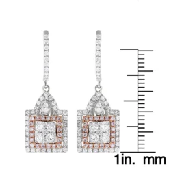 Unique Designer White And Pink Diamond Earrings For Women 14K Gold 1.75ct -Outlet Radiant Bijou Store unique designer white and pink diamond earrings for women 14k gold 175ct ruler