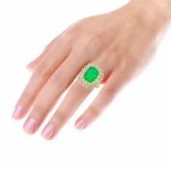 Unique Diamond And Emerald Cocktail Ring For Women 18K White Gold 9.7 Carats -Outlet Radiant Bijou Store unique diamond and emerald cocktail ring for women in 18k gold 97 carats 802634 bodye