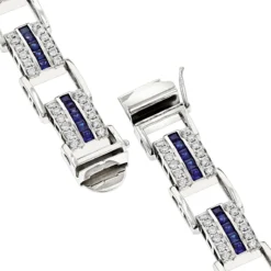 Unique Diamond And Sapphires Bracelet 14K White Gold 11 Unique Diamond And Sapphires Bracelet 14K White Gold -Outlet Radiant Bijou Store unique diamond and sapphires bracelet in 14k yellow rose or white gold back white