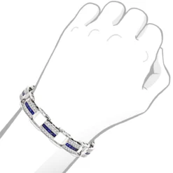 Unique Diamond And Sapphires Bracelet 14K White Gold 12 Unique Diamond And Sapphires Bracelet 14K White Gold -Outlet Radiant Bijou Store unique diamond and sapphires bracelet in 14k yellow rose or white gold body white