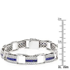 Unique Diamond And Sapphires Bracelet 14K White Gold 13 Unique Diamond And Sapphires Bracelet 14K White Gold -Outlet Radiant Bijou Store unique diamond and sapphires bracelet in 14k yellow rose or white gold ruler white