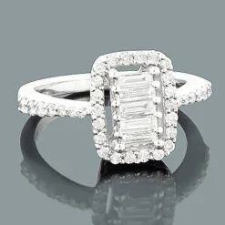 Unique Diamond Engagement Ring 1.21ct 14K White Gold