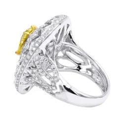 Unique 18K White Gold White & Pear Yellow Diamond Cocktail Ring For Women -Outlet Radiant Bijou Store unique jewelry white pear yellow diamond cocktail ring for women 18k gold 804023 backwh