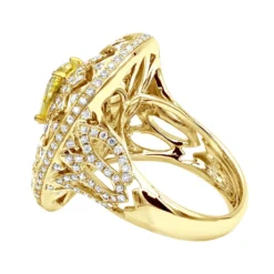 Unique 18K White Gold White & Pear Yellow Diamond Cocktail Ring For Women -Outlet Radiant Bijou Store unique jewelry white pear yellow diamond cocktail ring for women 18k gold 804023 backye