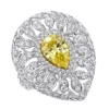 Unique 18K White Gold White & Pear Yellow Diamond Cocktail Ring For Women -Outlet Radiant Bijou Store unique jewelry white pear yellow diamond cocktail ring for women 18k gold 804023 mainwh