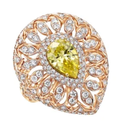 Unique 18K White Gold White & Pear Yellow Diamond Cocktail Ring For Women -Outlet Radiant Bijou Store unique jewelry white pear yellow diamond cocktail ring for women 18k gold 804023 ro