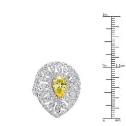 Unique 18K White Gold White & Pear Yellow Diamond Cocktail Ring For Women -Outlet Radiant Bijou Store unique jewelry white pear yellow diamond cocktail ring for women 18k gold 804023 rulerwh