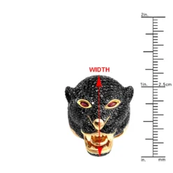 Unique Ladies Black Diamond Panther Head Ring 18K Yellow Gold 11 Carats -Outlet Radiant Bijou Store unique ladies black diamond panther head ring in 18k gold 11 carats 870107 ruler yellow