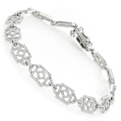 Unique Ladies Round Diamond Bracelet 14K White Gold 1.3ct