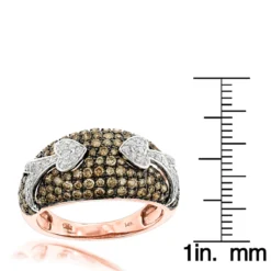 Unique Luxurman Champagne Diamond Right Hand Ladies Ring 1.5ct 14K Rose Gold -Outlet Radiant Bijou Store unique luxurman champagne diamond right hand ladies ring 15ct 14k gold rulerro