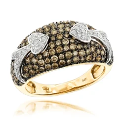 Unique Luxurman Champagne Diamond Right Hand Ladies Ring 1.5ct 14K Rose Gold -Outlet Radiant Bijou Store unique luxurman champagne diamond right hand ladies ring 15ct 14k gold ye