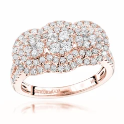 Unique Luxurman Double Halo Cluster Diamond Engagement Ring 1.6ct 14K White Gold -Outlet Radiant Bijou Store unique luxurman double halo cluster diamond engagement ring 16ct 14k gold ro