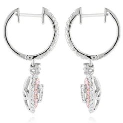 Unique Luxurman Drop Earrings White & Pink Diamond Heart Earrings 14K White Gold -Outlet Radiant Bijou Store unique luxurman drop earrings white pink diamond heart earrings 14k gold backwh