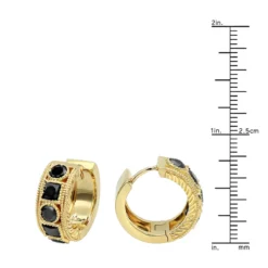 Unique Diamond Hoop Earrings Large Black Diamond Huggies 14K Yellow Gold 3ct -Outlet Radiant Bijou Store unique small diamond hoop earring black diamond huggies in 14k gold 085ct 4 rulerye