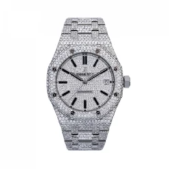 Unisex Diamond Watch Audemars Piguet Royal Oak Selfwinding Silver Tone Dial