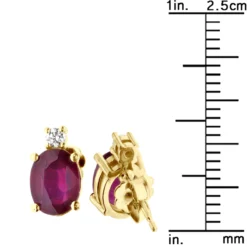 VS Diamond And Oval Ruby Stud Earrings For Women 18K Yellow Gold 3.74ct 11 VS Diamond And Oval Ruby Stud Earrings For Women 18K Yellow Gold 3.74ct -Outlet Radiant Bijou Store vs diamond and oval ruby stud earrings for women in 18k gold 374ct 018402 ruler yellow
