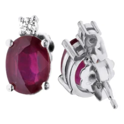 VS Diamond And Oval Ruby Stud Earrings For Women 18K Yellow Gold 3.74ct 8 VS Diamond And Oval Ruby Stud Earrings For Women 18K Yellow Gold 3.74ct -Outlet Radiant Bijou Store vs diamond and oval ruby stud earrings for women in 18k gold 374ct 018402 white