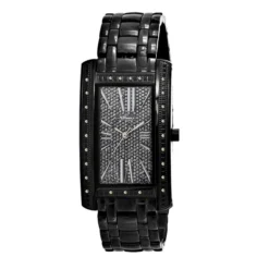 Black JoJino Women's Diamond Watch Rectangular Shape Iced Out Black Dial 0.25ct