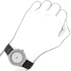 White JoJino Diamond Watch For Women Black Leather Band 0.12ct Iced Out Dial -Outlet Radiant Bijou Store watches white jojino diamond watch for women black leather band 012ct iced out dial 968787 bod