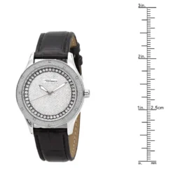 White JoJino Diamond Watch For Women Black Leather Band 0.12ct Iced Out Dial -Outlet Radiant Bijou Store watches white jojino diamond watch for women black leather band 012ct iced out dial 968787 ruler