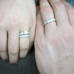 Affordable Diamond Engagement Ring Wdding Bands Set 14K White Gold 0.53Ct -Outlet Radiant Bijou Store wedding ring sets 14k diamond engagement ring set 053 p 6758bod