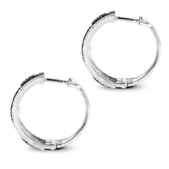 White And Black Diamond Hoop Earrings 0.9 Ct 14K White Gold -Outlet Radiant Bijou Store white and black diamond hoop earrings 095ct 14k gold p 48289 backwh