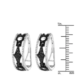 White And Black Diamond Hoop Earrings 0.9 Ct 14K White Gold -Outlet Radiant Bijou Store white and black diamond hoop earrings 095ct 14k gold p 48289 rulerwh