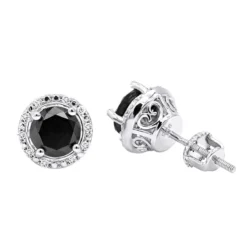White And Black Diamond Stud Earrings 3.2ct Sterling Silver