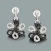 White Black Diamond Flower Earrings 0.51ct 14K White Gold -Outlet Radiant Bijou Store white black diamond flower earrings 051ct 14k gold 1